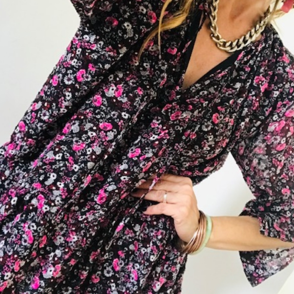 ZARA Mini Floral Chiffon Babydoll Dress